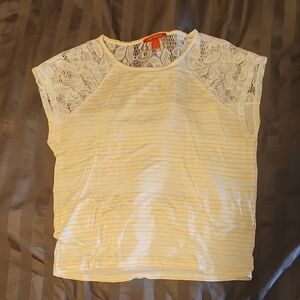 Joe Fresh Pale Yellow Lace Sleeve Top